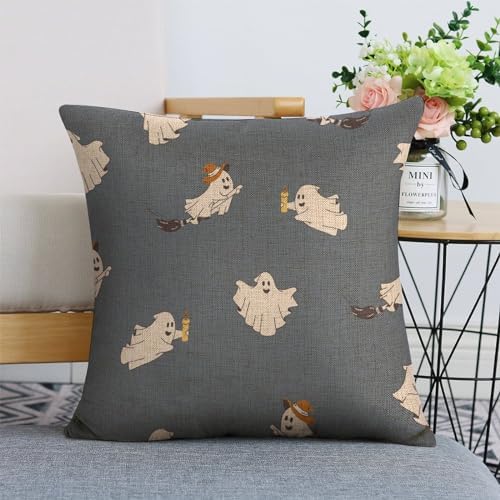JOJOART Cute Ghosts Linen Pillow Covers Set of 2