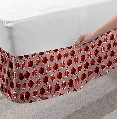 Ambesonne Pomegranate Bedskirt - TwinTwin XL Brushed Microfiber Wrap Around Elastic