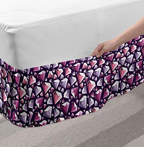Ambesonne Diamonds Elastic Bed Skirt Pastel Crystal Gem Pattern