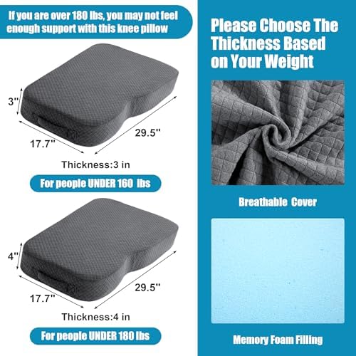 HOMBYS Memory Foam Knee Pillow for Side Sleepers