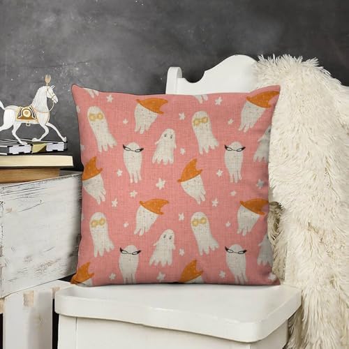 JOJOART Cute Ghosts Halloween Linen Pillow Covers Set of 2