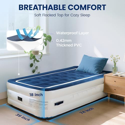KINGJERRY Twin Air Mattress with Pump and Handles