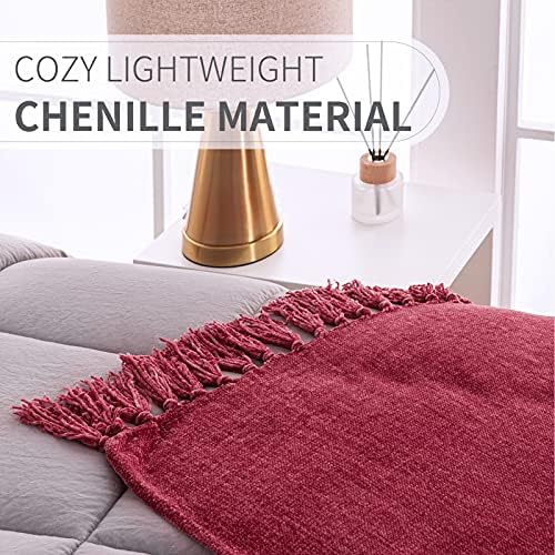 FRESHMINT Fluffy Throw Blanket Wine Red 60x50
