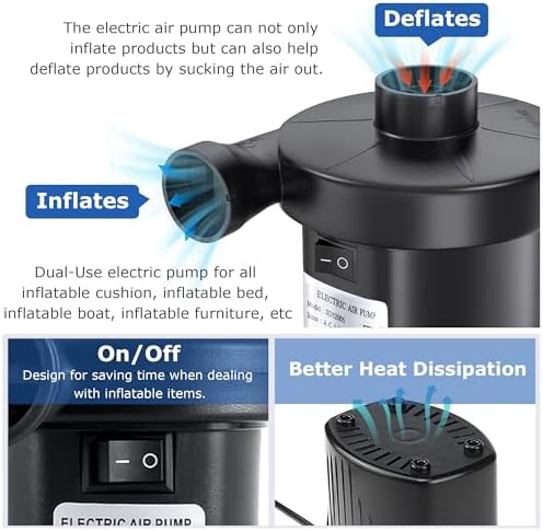 Electric Air Pump with 4 Nozzles for Mattress Pool Toy Raft Boat