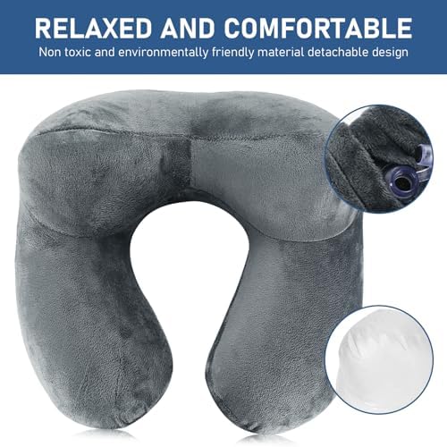 Inflatable Travel Pillow with Eye Mask and Earplugs