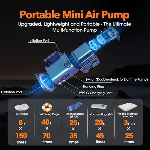 GIGA PUMP 5 Rechargeable Air Mattress Pump with LED Light