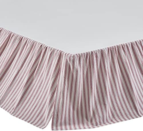 Piper Classics Red Stripe Ruffled Twin Bed Skirt 16 Drop