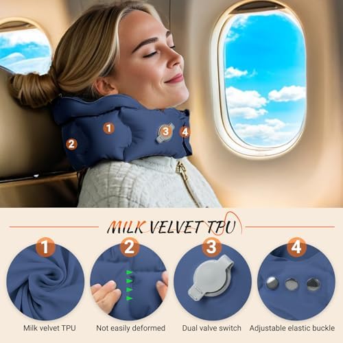 ZugBie Inflatable Travel Pillow with 3 Eye Masks