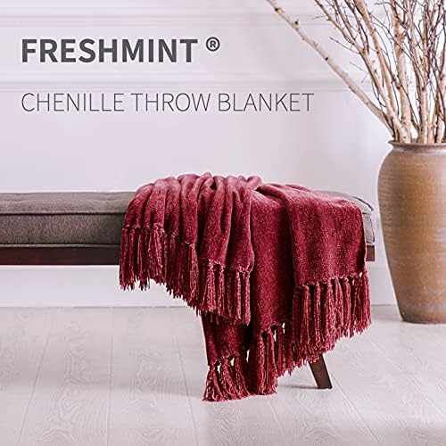 FRESHMINT Fluffy Throw Blanket Wine Red 60x50