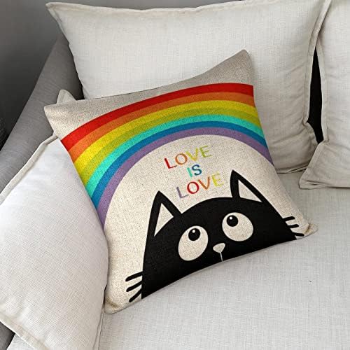 JOJOART Rainbow Funny Cat Pillow Covers Set of 2