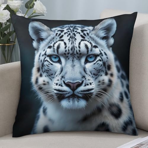 BoomDragon Super Soft Snow Leopard Pillowcase Protector - Square 18x18 Inches