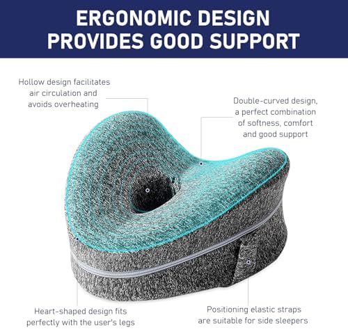 Ergonomic Side Sleeper Leg Pillow for Hip Knee Support Grey
