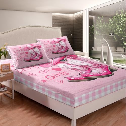 Manfei Cowgirl Sheet Set with 2 Pillowcases Queen Size