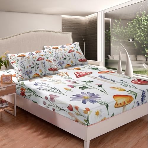 Castle Fairy Mushroom Bed Sheet Set Twin Size