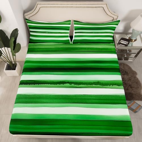 Castle Fairy Watercolor Striped Geometry Bed Sheet Set
