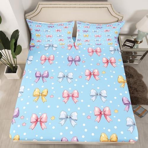 Manfei Dreamy Fairy Tale Blue Fitted Sheet Set with Pillowcases 1