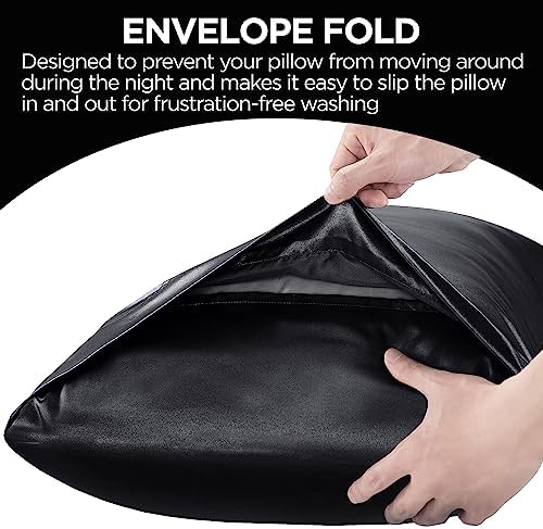 TSSPLUS Satin Pillow Cases Black Standard Size