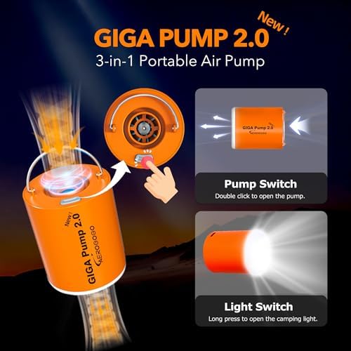 GIGA PUMP 20 Rechargeable Air Pump with Lantern and 5 Nozzles