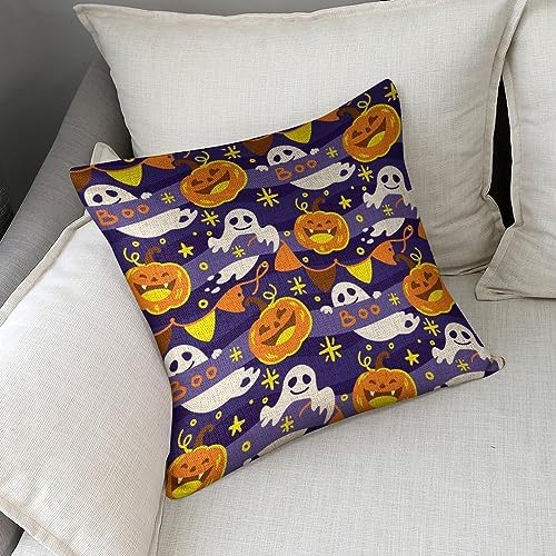 JOJOART Halloween Pumpkin Ghost Pillow Covers Set of 2 1