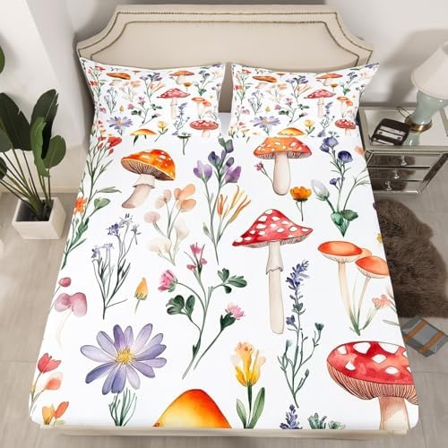 Castle Fairy Mushroom Bed Sheet Set Twin Size