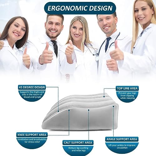 LuxoCare Portable Inflatable Leg Pillow - Foldable 45 Degree Wedge Support