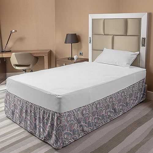 Ambesonne Floral Elastic Bed Skirt Muted Pastel Abstract Flowers Berries Pattern