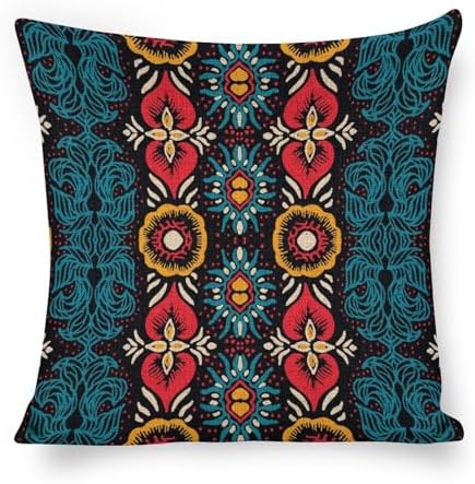 JOJOART Ikat Geometric Linen Pillow Covers 18x18In Set of 1