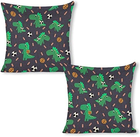 JOJOART Cute Cartoon Dinosaur Throw Pillow Covers Set of 2