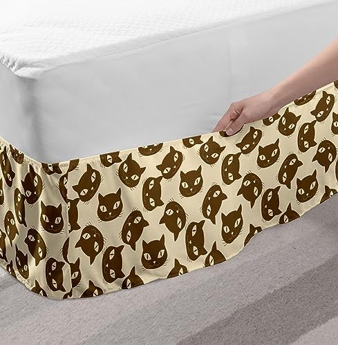 Ambesonne Kitten Bedskirt with Artwork Twin XL Champagne Chocolate
