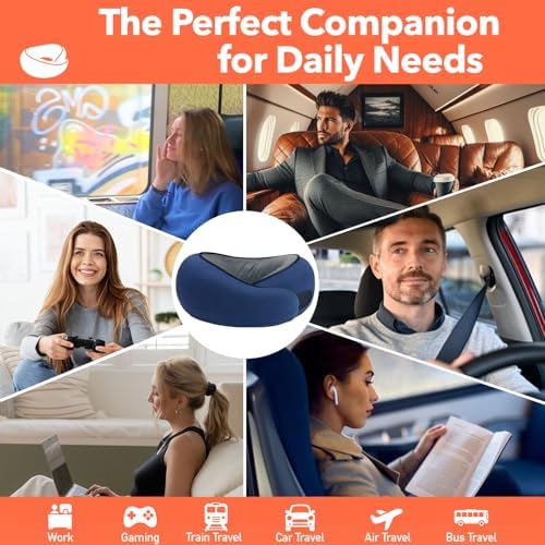 Travel Pillow with 360 Neck Support and Memory Foam