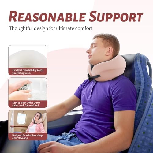 GOAL AHEAD Memory Foam Travel Pillow with Zipper Cover for Airplanes