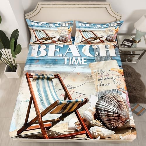 Manfei Beach Life Queen Fitted Sheet Set