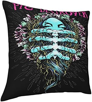 AMIOUDR Throw Pillow Covers Pig Singer Destroyer Band 18x18 Square Pillowcase