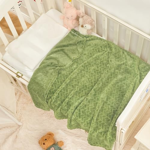 Inhand Fleece Baby Blanket - Soft Swaddle 30x40 Inches Warm Sage Green