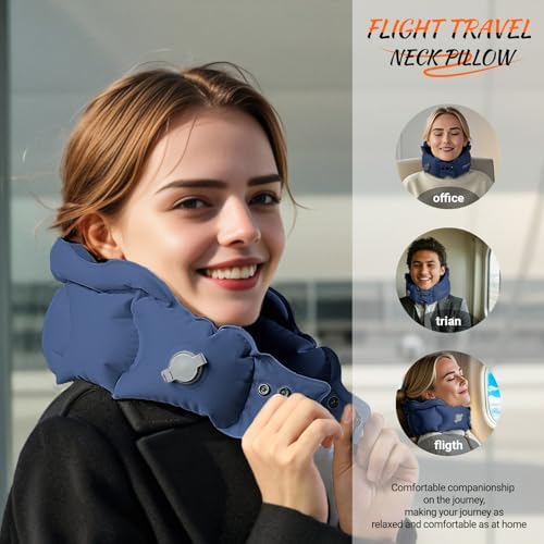 ZugBie Inflatable Travel Pillow with 3 Eye Masks