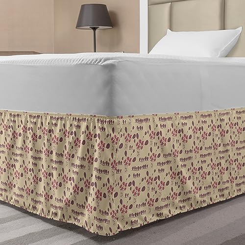 Ambesonne Floral Elastic Bed Skirt for TwinTwin XL