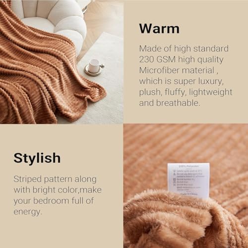 SimpleOpulence Macchiato Brown Throw Blanket 50x70 Inches