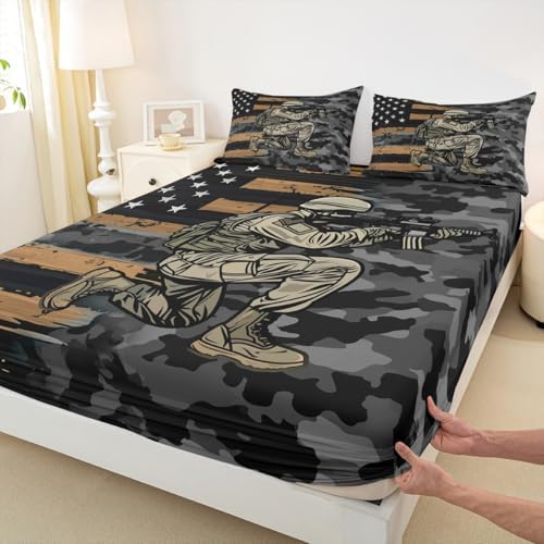 Manfei War Theme Queen Fitted Sheet Set