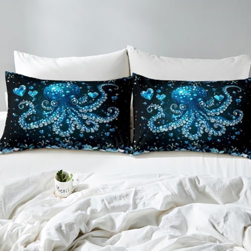 Castle Fairy Octopus Bed Sheet Set Twin Size with 1 Pillowcase