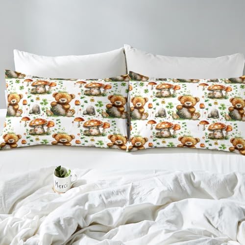 Manfei Cute Bear Queen Sheet Set with Pillow Case