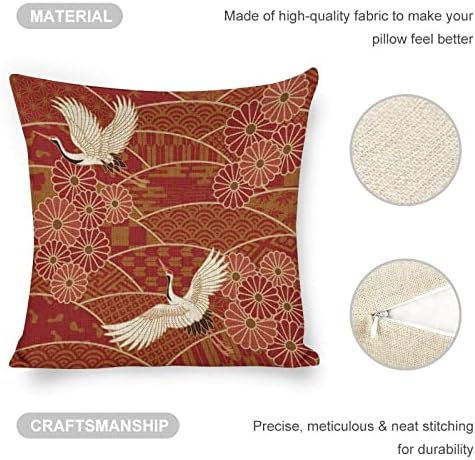 JOJOART Japanese Traditional Cranes Throw Pillow Covers Set of 2