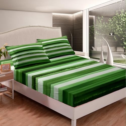 Castle Fairy Watercolor Striped Geometry Bed Sheet Set