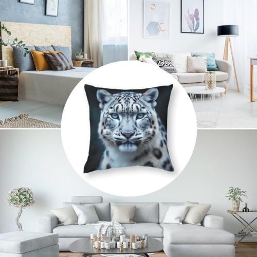 BoomDragon Super Soft Snow Leopard Pillowcase Protector - Square 18x18 Inches