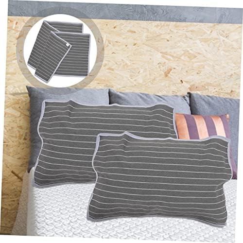 HONMEET 2pcs Breathable Gray Striped Pillow Protectors