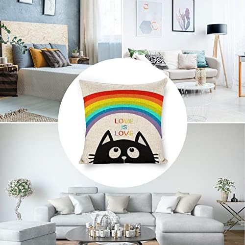 JOJOART Rainbow Funny Cat Pillow Covers Set of 2