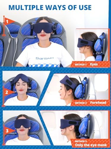 SARISUN Airplane Head Strap 3D Eye Mask with 360 Support 1