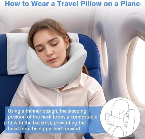 Jiaao 2 in 1 Travel Neck Pillow with Eye Masks and Earplugs
