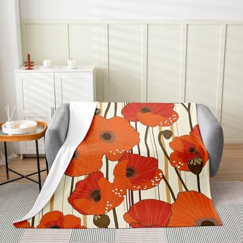 Feelyou Vintage Flower Flannel Throw Blanket 50x60