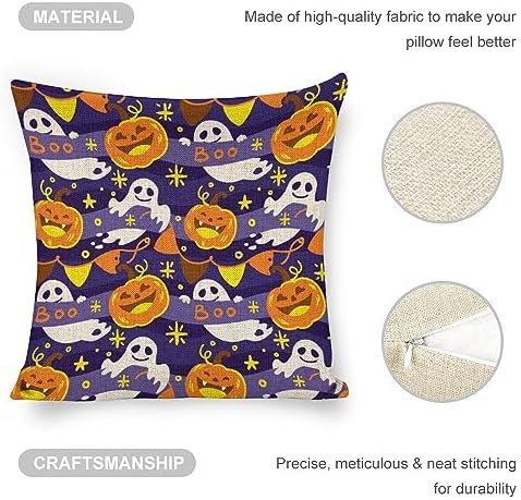 JOJOART Halloween Pumpkin Ghost Pillow Covers Set of 2 1