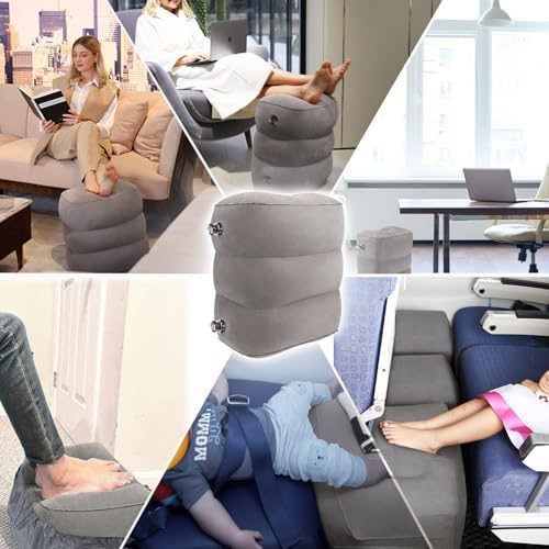 HOMCA Adjustable Inflatable Travel Foot Rest Pillow for Airplane Car Home